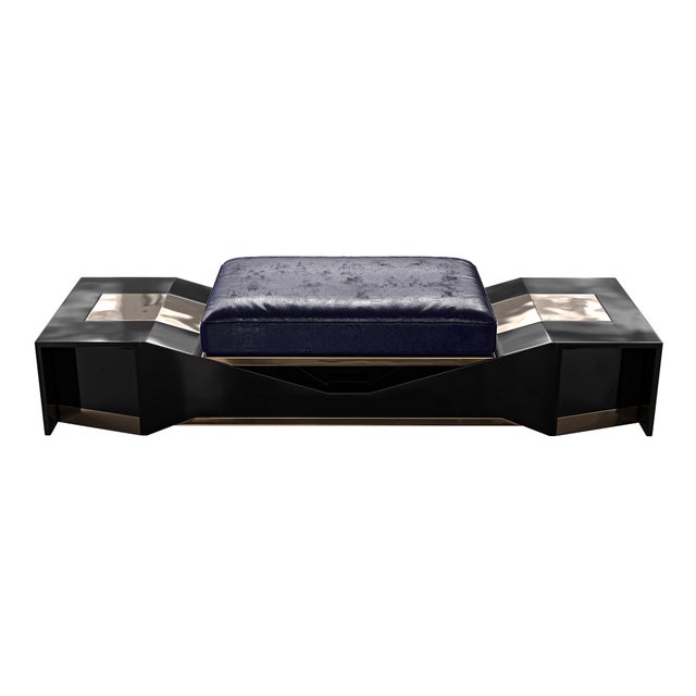 "Castel Madama" Ottoman With Stainless Steel and Bronze Details For Sale In Los Angeles - Image 6 of 6