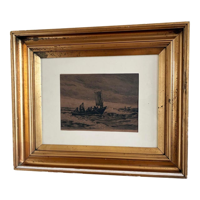 Sailing Boat, 1900, Etching, Framed For Sale - Image 13 of 13