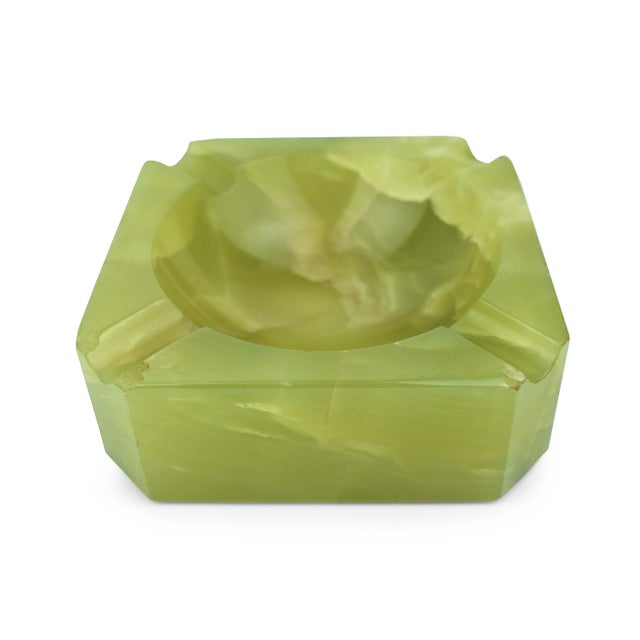 Mid-Century Modern Mid 20th Century Italian Green Alabaster Square Ashtray For Sale - Image 3 of 10