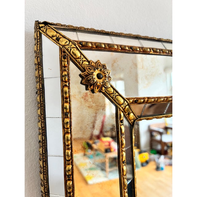 Vintage Spanish Venetian-Style Wall Mirror, Rectangular, Brass, 1980s Hollywood Regency For Sale - Image 9 of 11