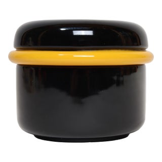 Vintage Italian Black and Yellow Lidded Ceramic Jar by Pino Spagnolo for Sicart For Sale