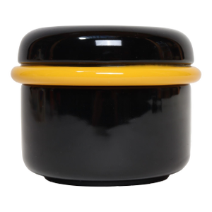 Vintage Italian Black and Yellow Lidded Ceramic Jar by Pino Spagnolo for Sicart