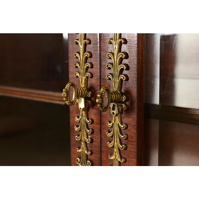 Baker Furniture Style Monumental French Empire Mahogany Breakfront Bookcase Cabinet With Mounted Ormolu For Sale In South Bend - Image 6 of 13