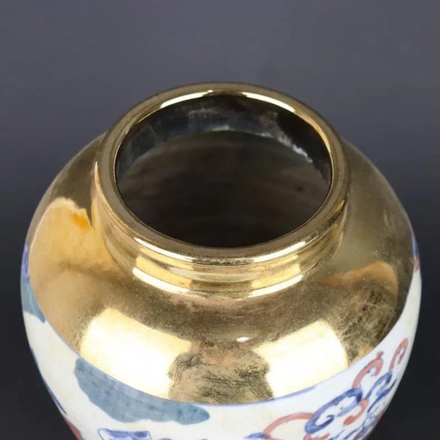 Chinese Vintage Ceramic Pot,Gold Ground Blue and White Famille Verter Porcelain Jar Hand Painted Eight Immortals Pattern For Sale In Seattle - Image 6 of 7