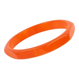 Carved and Faceted Bakelite Bracelet Bangle Neon Orange Marble