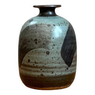 Vintage Abstract Glazed Ceramic Vase For Sale
