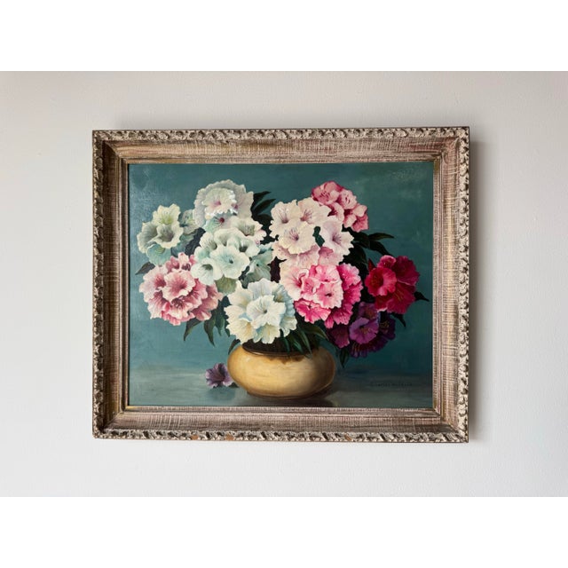 Mid-Century Modern Vintage Still Life Oil on Canvas Board Painting by Charles W. O’Neill For Sale - Image 3 of 12