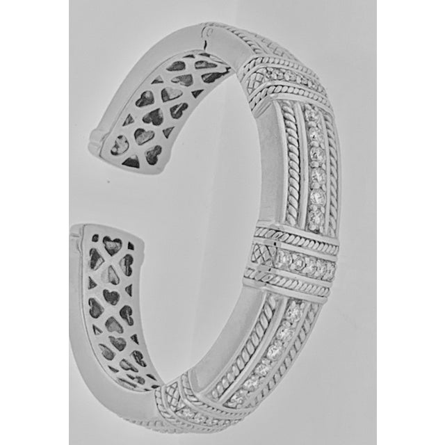Contemporary 2.2 Carat Diamonds and 83 Gm 18 Karat Gold Cuff Bangle Bracelet Judith Ripka For Sale - Image 3 of 18