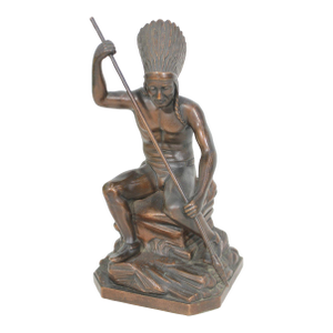 Antique Jennings Brothers Native American War Chief Bronze-Clad Sculpture J.b. 2245