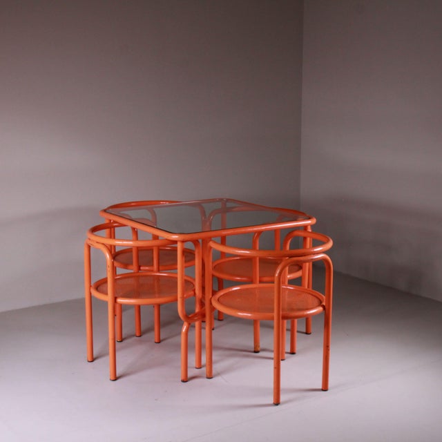 Orange Locus Solus Dining Table and Chairs by Gae Aulenti for Poltronova, Set of 5 For Sale - Image 11 of 12