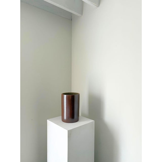 Brown Minimalist Studio Pottery Vase, France, 1970s For Sale - Image 8 of 8