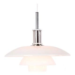 PH 4½-4 Pendant in White Opal Glass and Chrome by Poul Henningsen for Louis Poulsen, 1980 For Sale