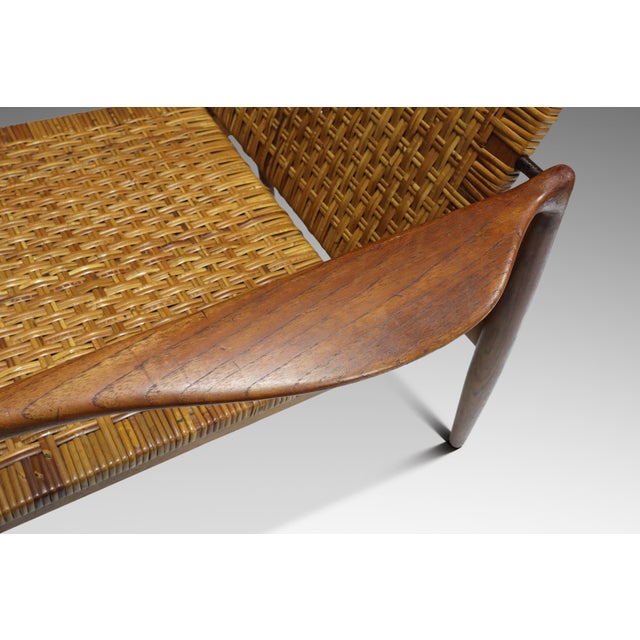 Early Set of Two ( 2 ) Finn Juhl Model Sw96 Lounge Chairs in Teak, Oak, and Caning Attributed to Søren Willadsen, Denmark, C. 1950s For Sale - Image 10 of 16