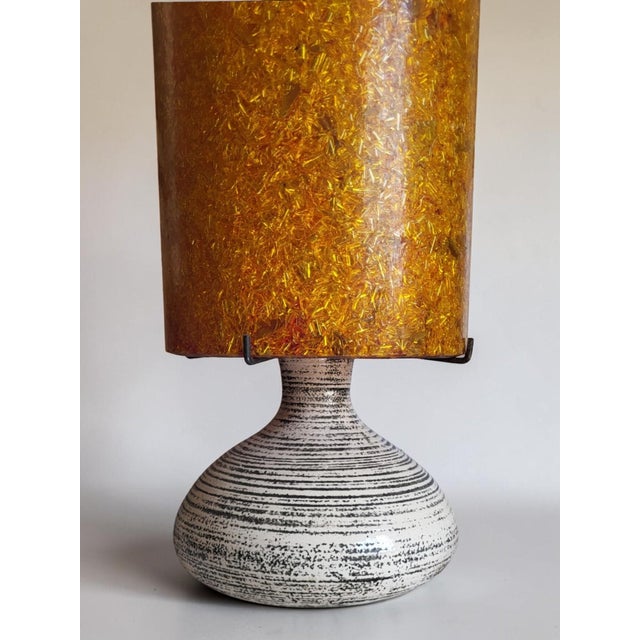 Vintage Accolay Lamp – Amber Resin Shade and Ceramic Base Table lamp from the Accolay workshops, a community of potters...