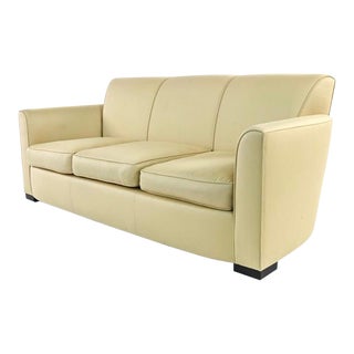 Donghia "Noble" Custom Upholstered Sofa in Light Chartreuse Wool For Sale