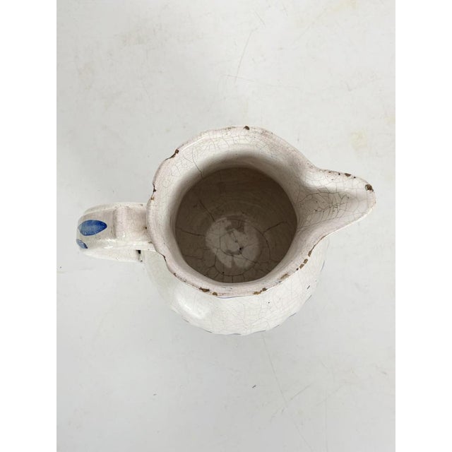 Hand-Painted Blue and White Pottery Jug, 19th Century For Sale - Image 10 of 11