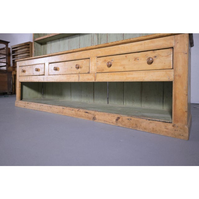 Monumental 10' Antique English Pine Country Kitchen Dresser - Circa 1870 For Sale - Image 17 of 18