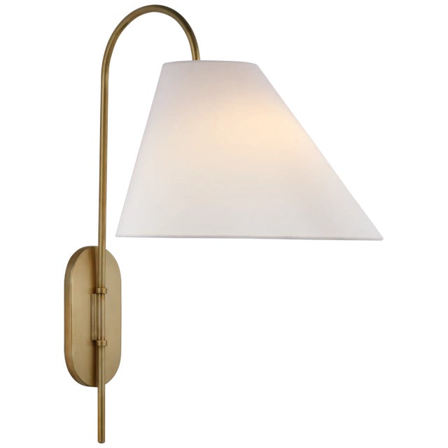 Kinsley Large Articulating Wall Light in Soft Brass with Linen Shade Designer: kate spade new york Height: 27.75"...