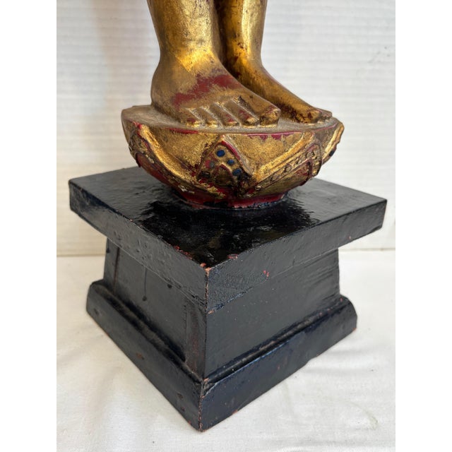 1950s Carved Wood Thai Figure of a Deity For Sale - Image 11 of 11