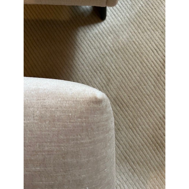Vintage Wingback Lounge Chair and Custom Ottoman Reupholstered in Pollack Fabric For Sale - Image 10 of 11