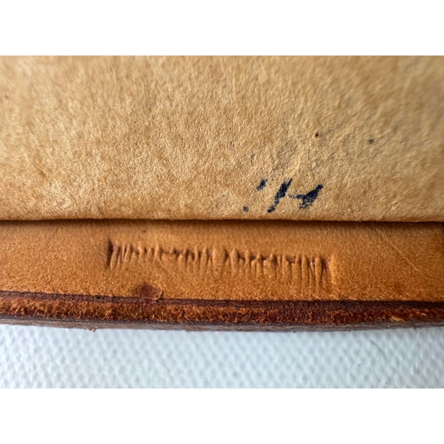 Brown Vintage Argentine Genuine Caiman Leather Desk Ink Blotter Rocker With Original Blotting Paper For Sale - Image 8 of 10