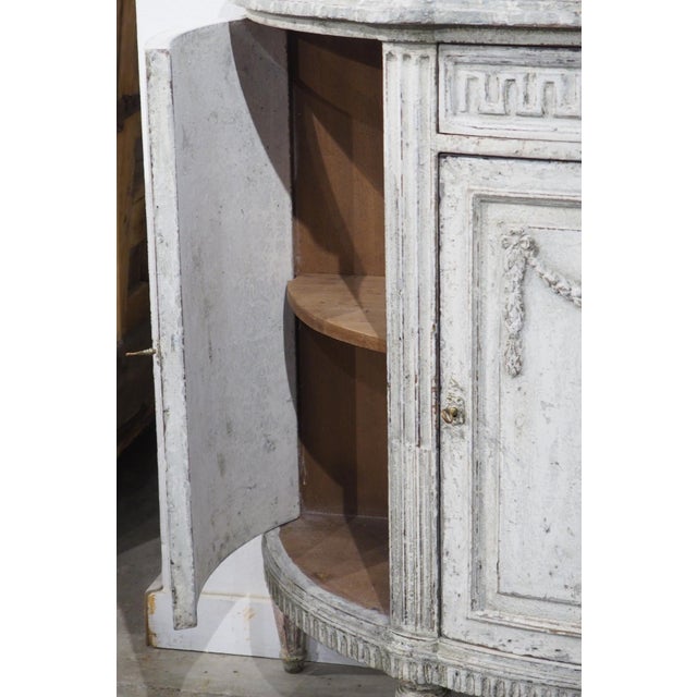 Pair of Large Antique French Louis XVI Style Painted Demi-Lune Buffets, 1900s For Sale - Image 14 of 18