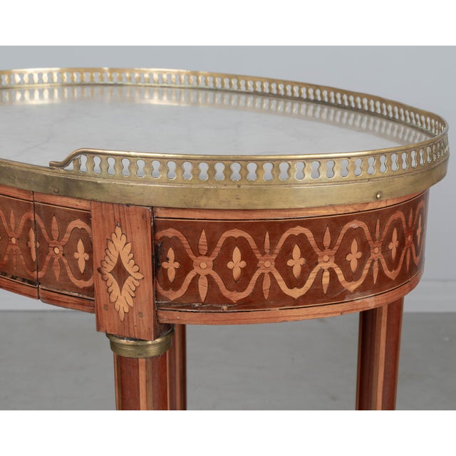 Brown 19th Century Louis XVI Style Oval Marquetry Gueridon Table For Sale - Image 8 of 11