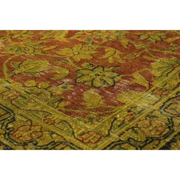 1980s 1980s Semi Vintage Distressed Over Dyed Rust/Blue Wool Rug -9'9 X 12'8 For Sale - Image 5 of 8