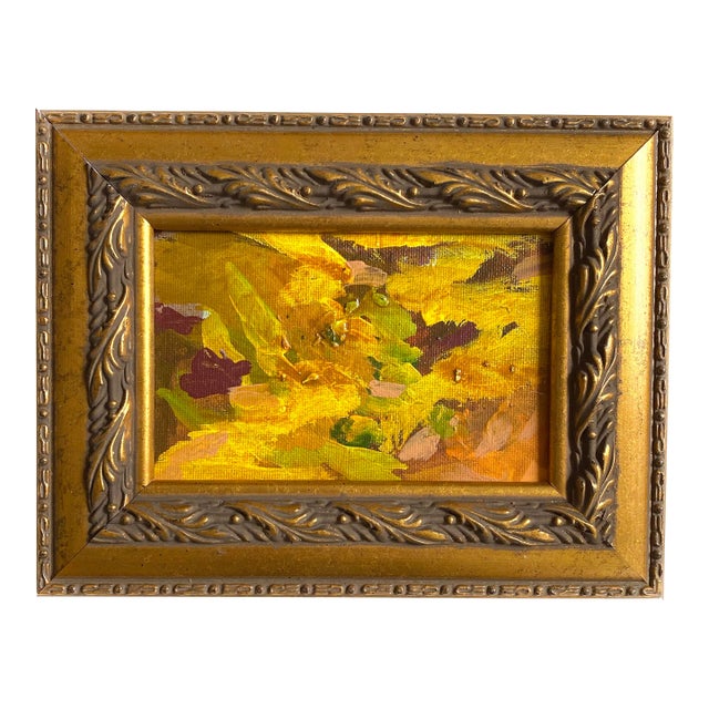 "Dry Leaves" 2025 Framed Mini Painting With Vintage Frame For Sale
