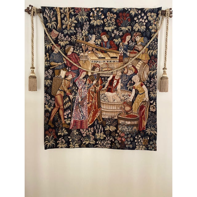 Antique Pictorial French Tapestry "The Press" or "Vendanges" by Point d'Halluin For Sale In New York - Image 6 of 6
