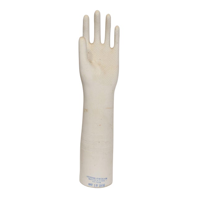 Vintage Ceramic Left Hand Glove Mold by General Porcelain - Medium Size For Sale