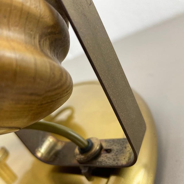 Modern Three-Spot Brass and Oak Ceiling Light from Temde Lights, 1970s For Sale - Image 9 of 18