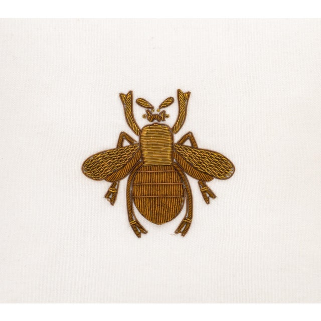 White Bee Velvet Embroidered Throw Pillow Cover, 12 X 12 For Sale - Image 4 of 5
