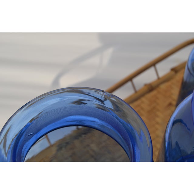 Mid 20th Century Takahashi Hand Blown Cobalt Blue Glass Apothecary Jars With Lids- Set of 3 For Sale - Image 9 of 11