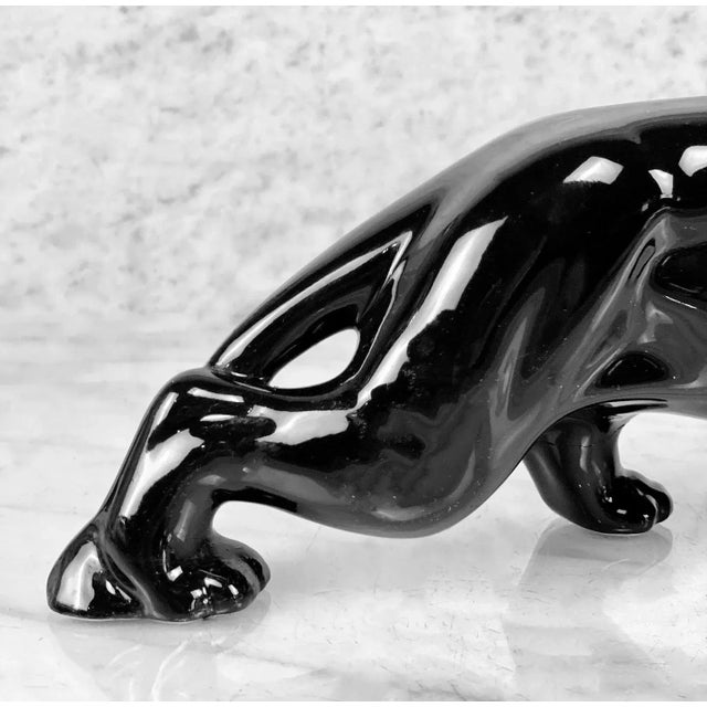 Mid-Century Modern Porcelain Black Lion Table Sculpture For Sale - Image 6 of 7