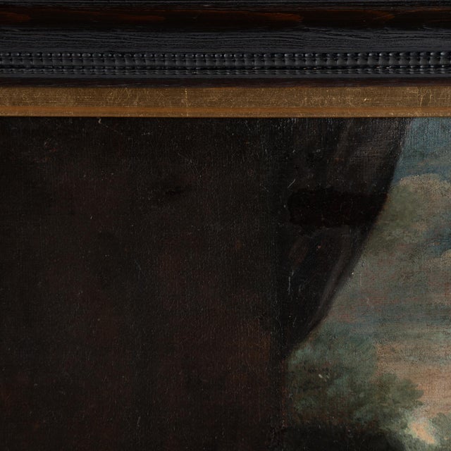 Brown Early 19th Century Oil on Canvas Painting of Young Woman With Bird For Sale - Image 8 of 15