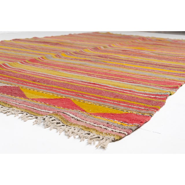 1950s Red, Yellow & Grey Wool Rug For Sale - Image 9 of 10