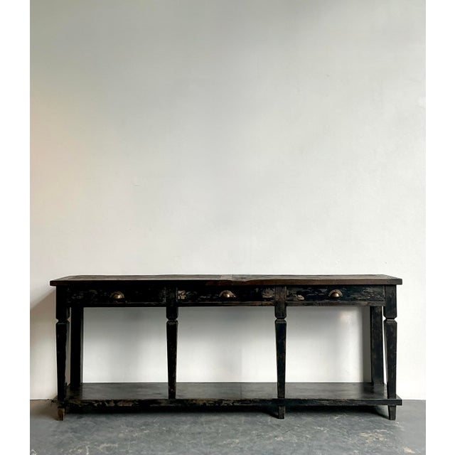 Rustic Vintage Patinated Long Console Table For Sale - Image 3 of 13