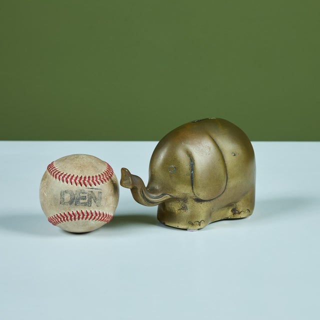 Mid-Century Modern Brass Elephant Piggy Bank For Sale - Image 3 of 12