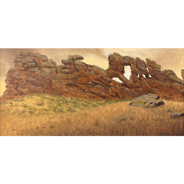 Early 21st Century Devil's Backbone by Diego Glazer | Oil on panel Landscape of rocky formations and grass. For Sale - Image 5 of 5