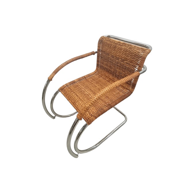 Ludwig Mies van der Rohe M20 Tubular Cantilever Armchair in Woven Rattan by Mies Van Der Rohe for Knoll, 1960s For Sale - Image 4 of 13