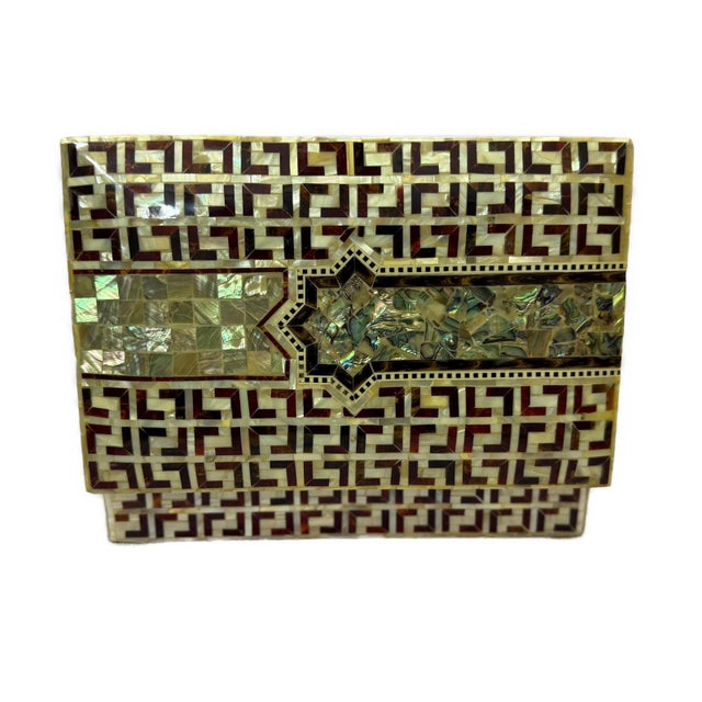 Handmade Mother of Pearl Jewelry Box – Egyptian Geometric Inlay For Sale - Image 6 of 10