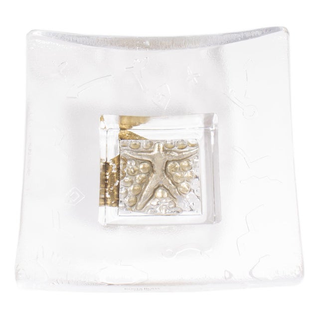 Bertil Vallien Kosta Boda Domino Series Glass Dish For Sale