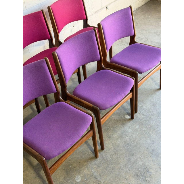 1960s Rosewood Dining Chairs in Style of Erik Buch Upholstered Mid-Century Seating Set of 6 Denmark 1960s For Sale - Image 5 of 10