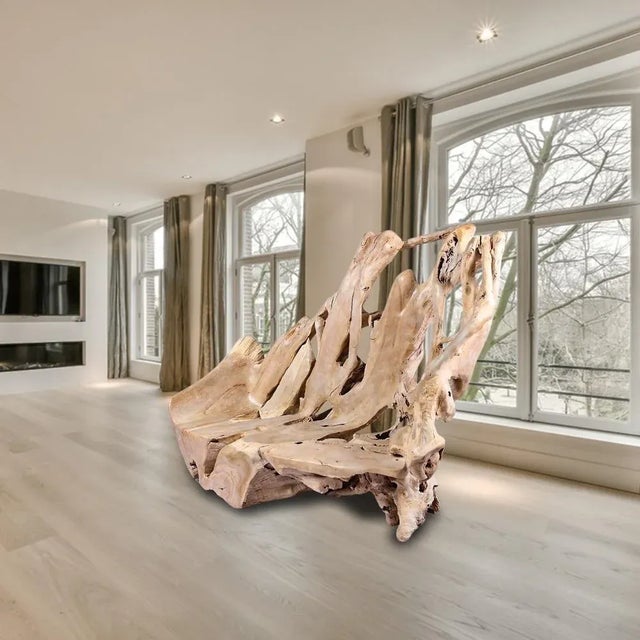 Modern Free Form Teak Root Bench 29 For Sale - Image 9 of 12
