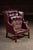 Mid 20th Century Tufted Leather Wingback Chesterfield Armchair With Ottoman in Oxblood For Sale - Image 10 of 15
