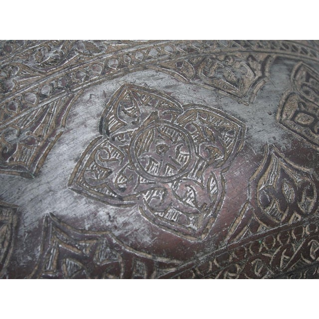 Large Antique Islamic Engraved Tinned Copper Bowl, 1890s For Sale - Image 13 of 18