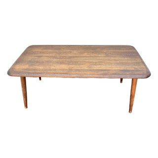 1960s Mid-Century Walnut and Brass Coffee Table For Sale
