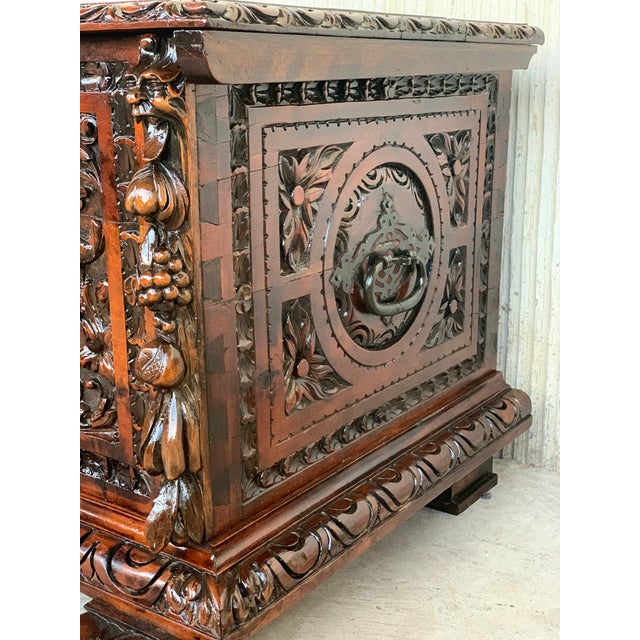 Late 18th Century Catalan Baroque Carved Walnut Cassone or Trunk, 18th Century For Sale - Image 5 of 13