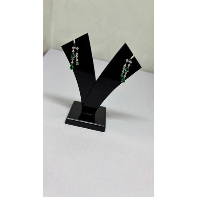 2020s 18k Gold Diamond 0.30ct Emerald Stud Earrings, New Creation For Sale - Image 5 of 8
